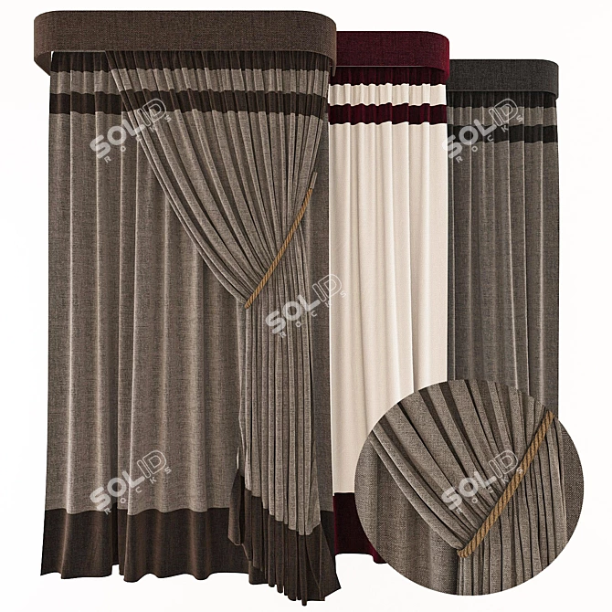 "Trio Shades: Chic and Versatile"
"Colorful Curtain Trio: Enhance Your Space"
"Stylish Trio Curt 3D model image 1