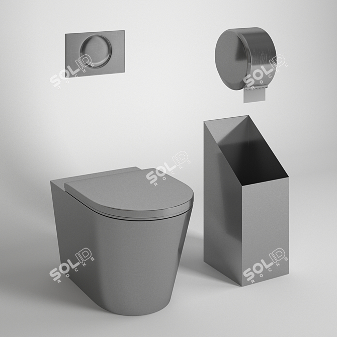 Title: SENDA 0021S Vandalproof Hanging Toilet 3D model image 1