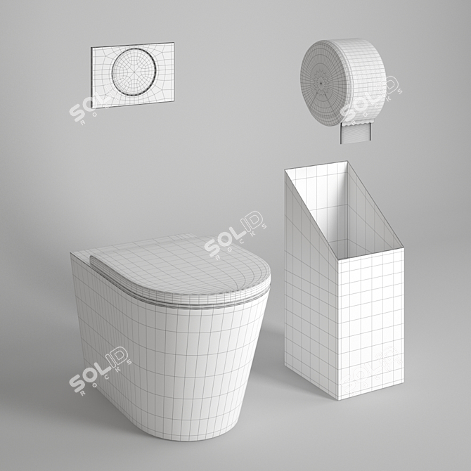 Title: SENDA 0021S Vandalproof Hanging Toilet 3D model image 2