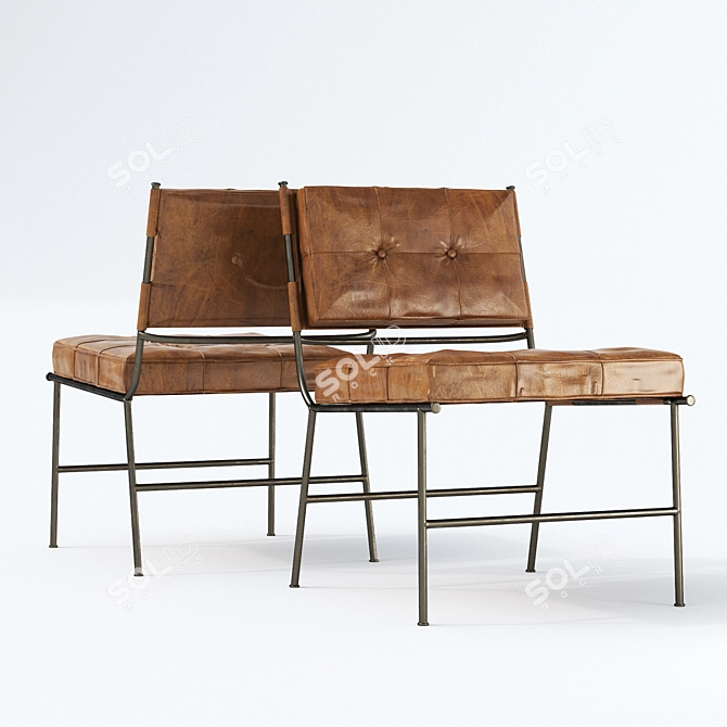 Rare Mathieu Matégot Chair: Brass & Leather, 1950s 3D model image 1