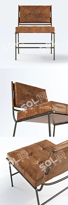 Rare Mathieu Matégot Chair: Brass & Leather, 1950s 3D model image 3