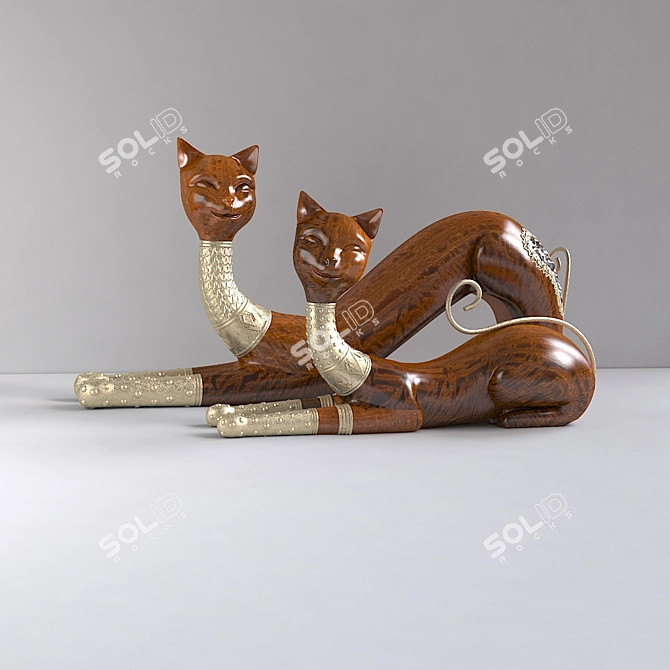 Feline Statuette Collection 3D model image 1