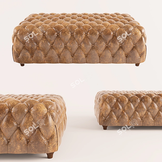 Vintage Oxford Eco Leather Bench 3D model image 2