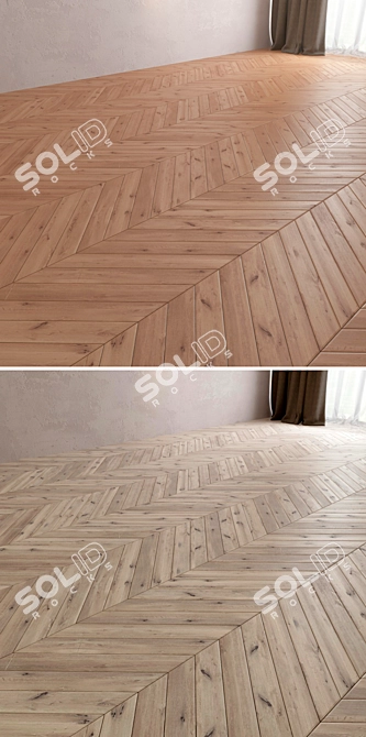 Premium Parquet Chevron: Sahara & Polar Oak 3D model image 2