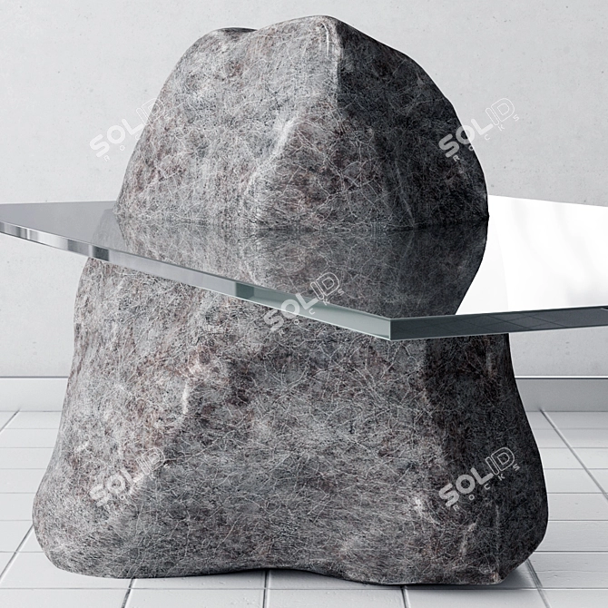 Natural Stone Table: Exquisite Design 3D model image 2