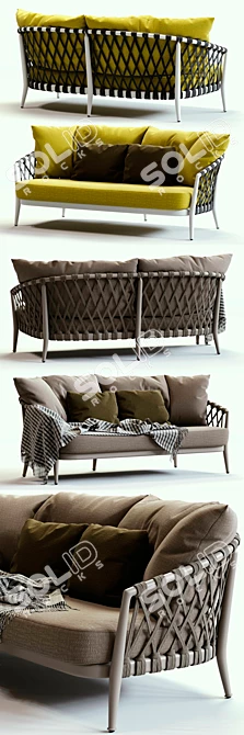 Modern Grey & Yellow Sofa Set 3D model image 2