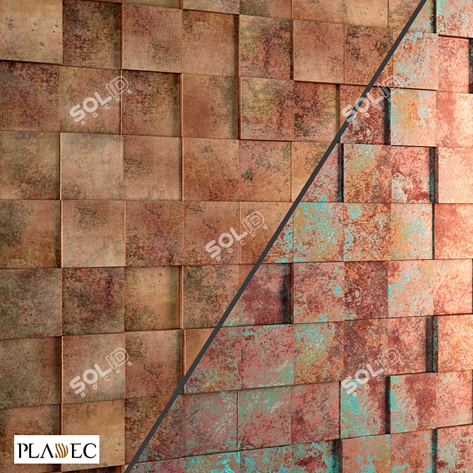 Copper Oxidized 3D Panel by Pladec 3D model image 1