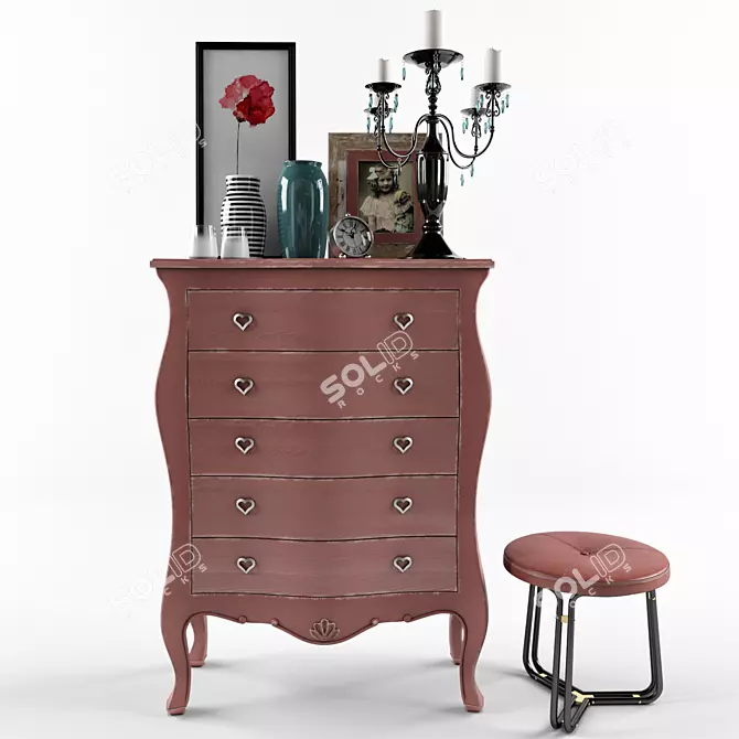 Elegant Chest with Decor Set 3D model image 1