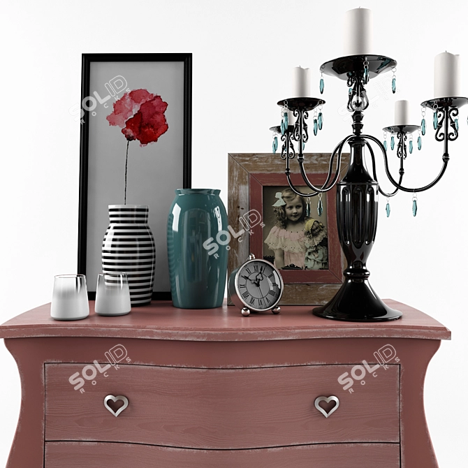 Elegant Chest with Decor Set 3D model image 2