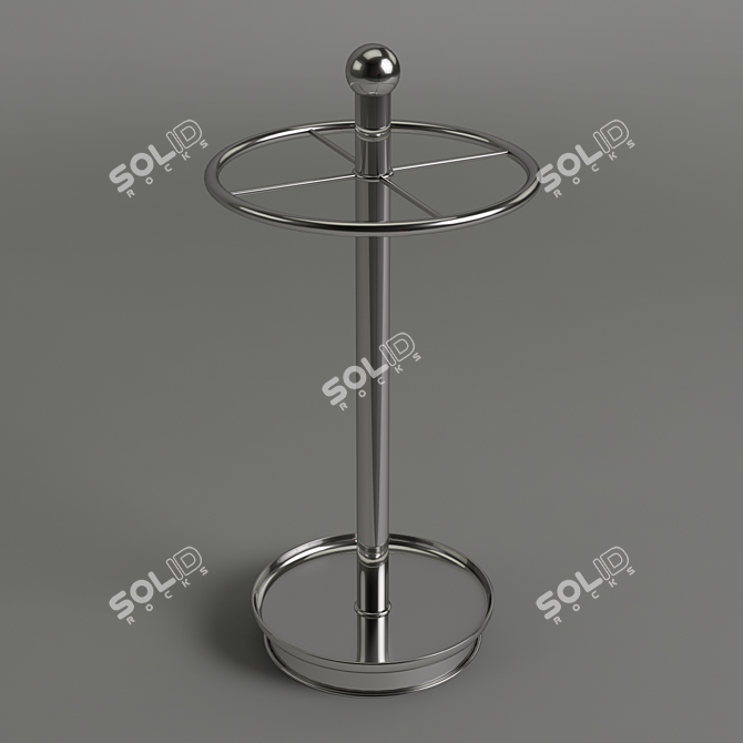 Sleek Chrome Umbrella Stand 3D model image 1