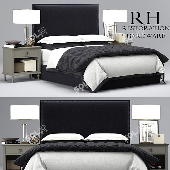 Elegant Lawson Non-Tufted Bed 3D model image 1