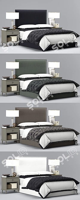 Elegant Lawson Non-Tufted Bed 3D model image 2