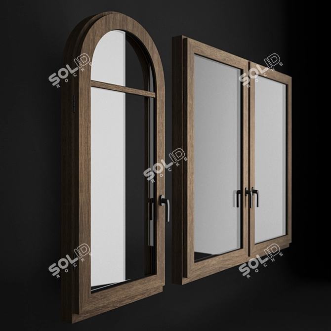 Elegant Wooden Windows  3D model image 2