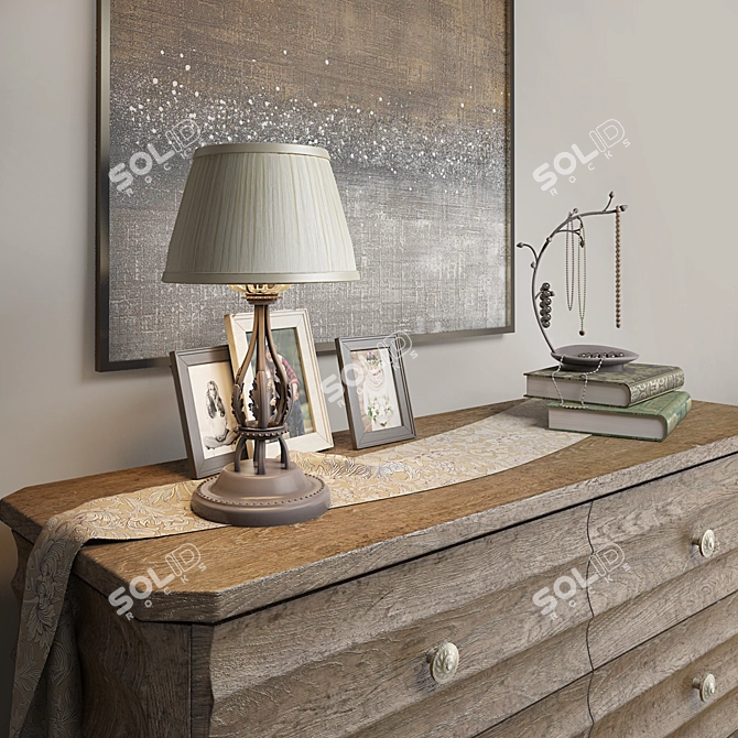 Elegant Walnut Chest with Ribbed Front 3D model image 2