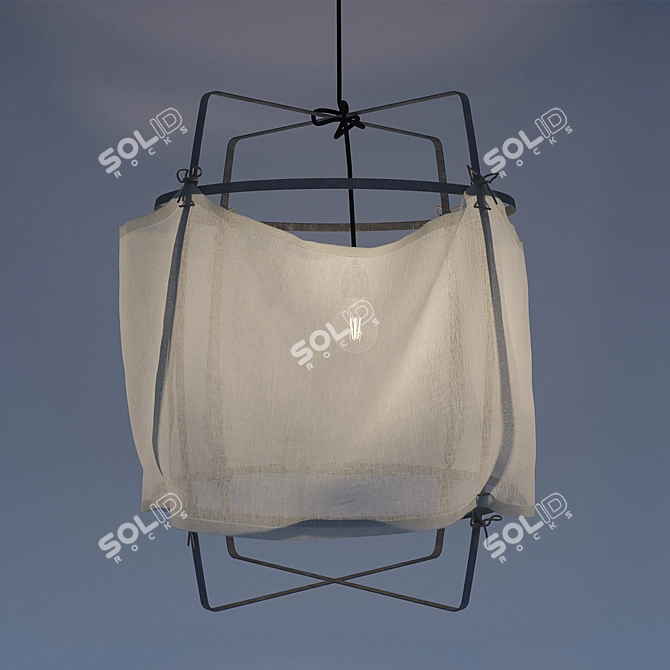 Title: Vintage Bronze Hanging Lamp 3D model image 2