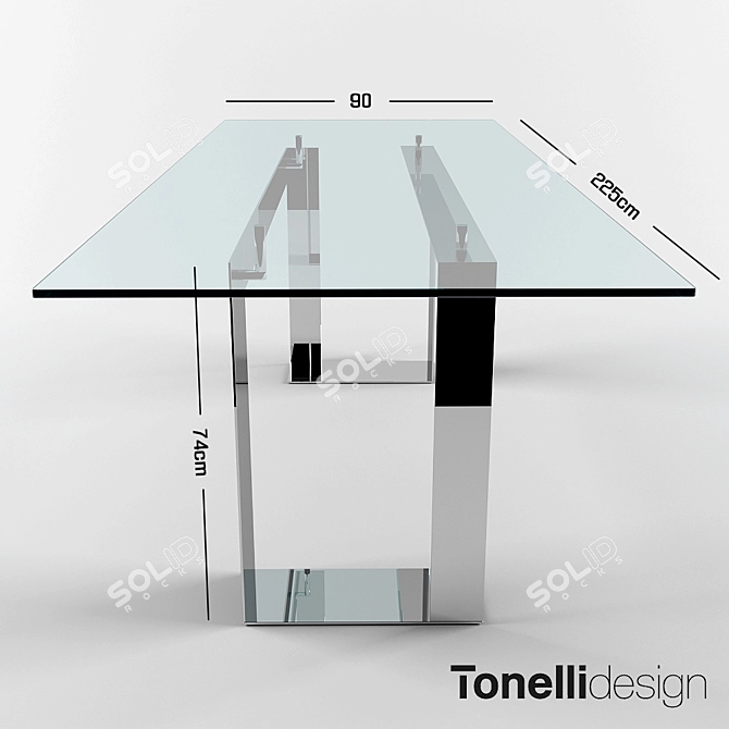 MILES Rectangular Glass Table 3D model image 1