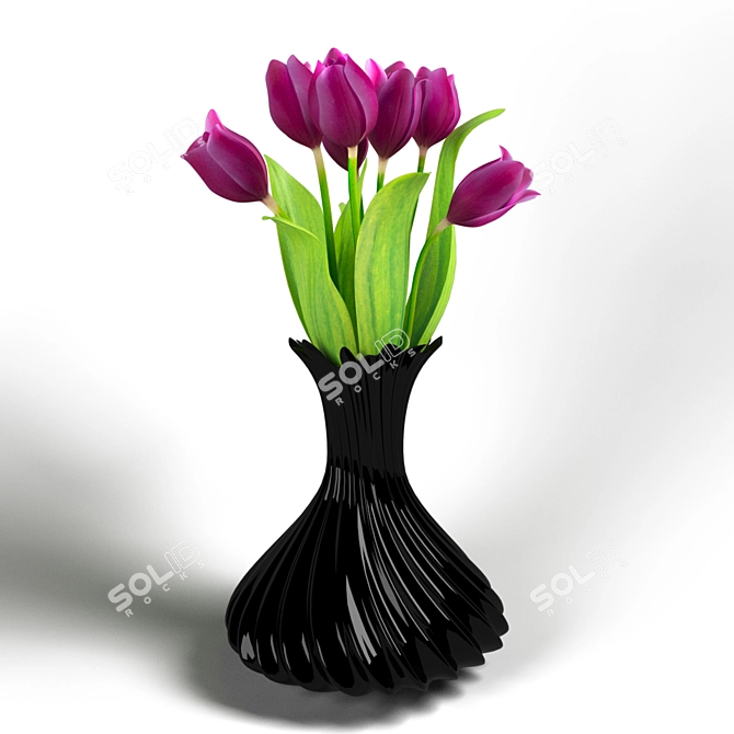 Vibrant Tulip Vase: 3D Rendering 3D model image 1