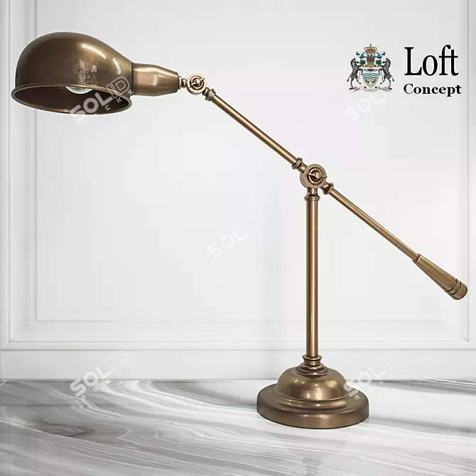 Vintage Metal Table Lamp 3D model image 1