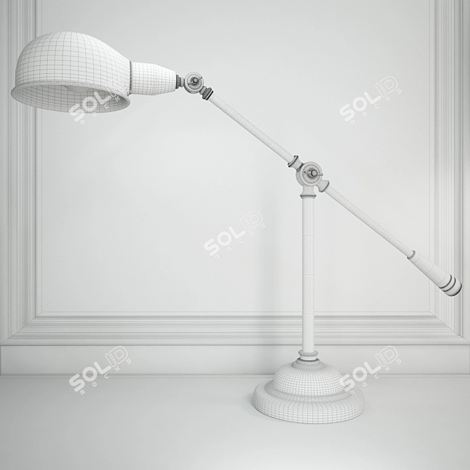 Vintage Metal Table Lamp 3D model image 3