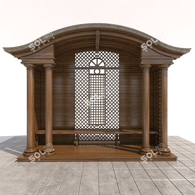 White and Dark Wood Arbour 3D model image 2