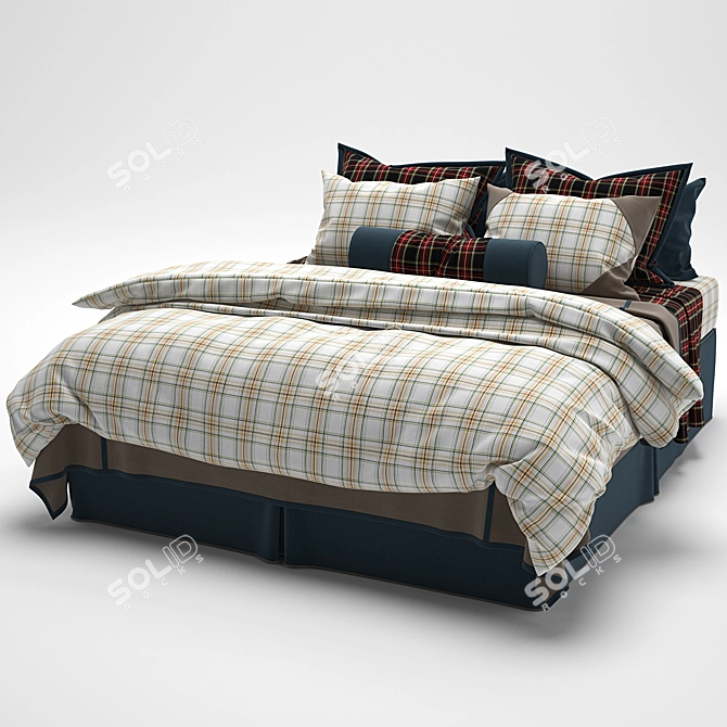 Title: Ethnic-Chic Bedding Set 3D model image 1