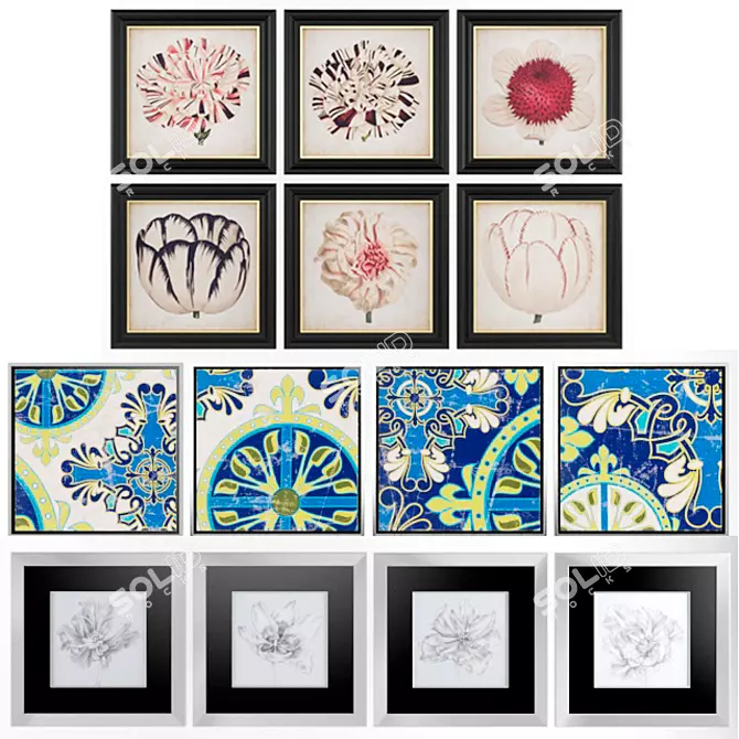 Modern Abstract Wall Art Set 3D model image 1