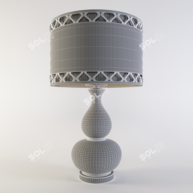 Sophisticated Gourd Table Lamp - Dark Blue 3D model image 2