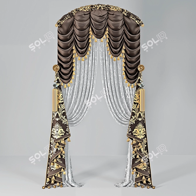 Classic Arch Window Curtain 3D model image 1