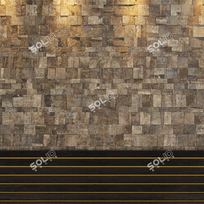Shale Stone Wall: Rustic Elegance 3D model image 1