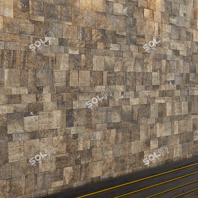 Shale Stone Wall: Rustic Elegance 3D model image 2