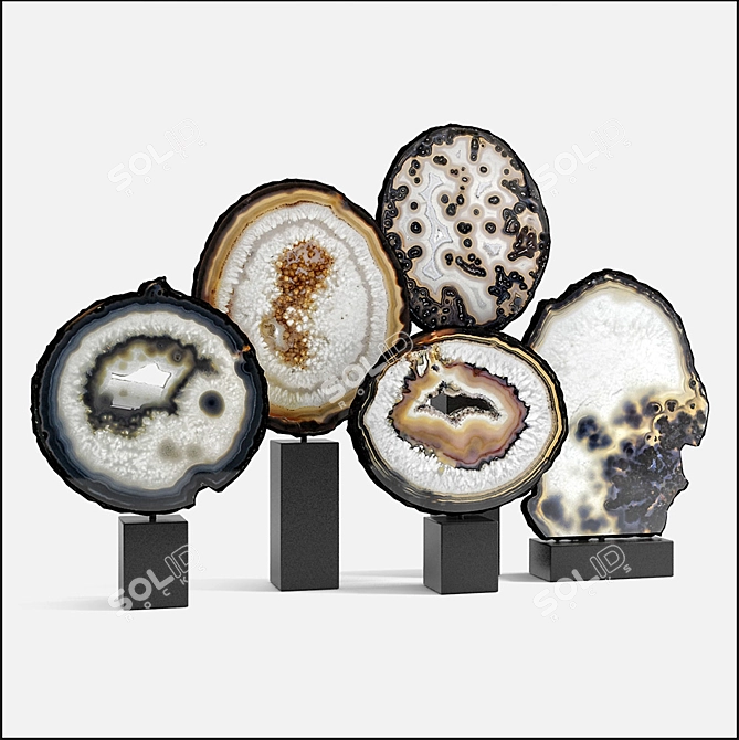 Elegant Agate Decor Set 3D model image 6