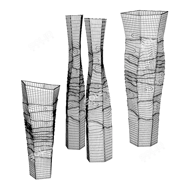 Erosion-inspired Ceramic Vases by FOS Ceramiche 3D model image 3