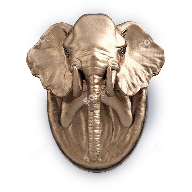 Golden Elephant Head Wall Decor 3D model image 1