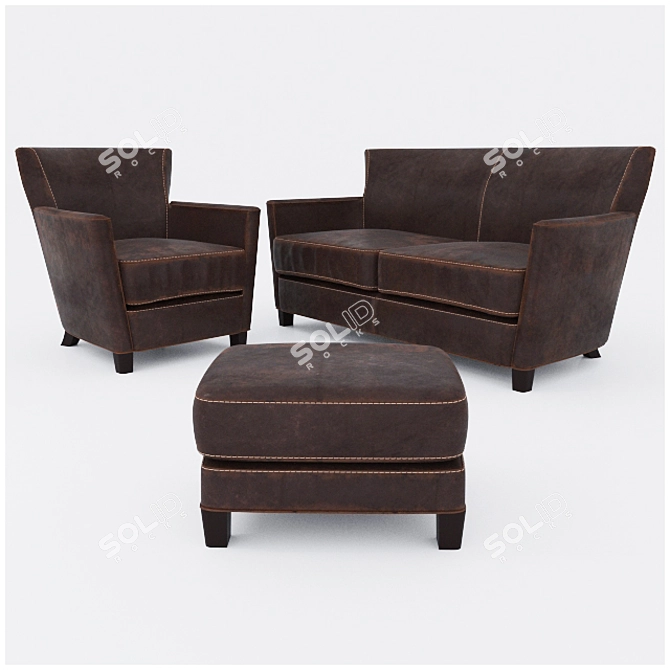 Elegant Briarwood Leather Loveseat 3D model image 1