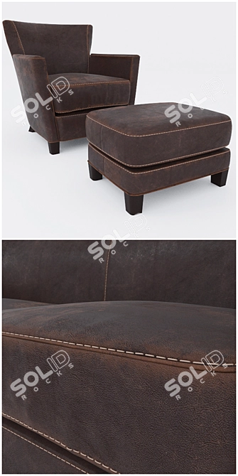 Elegant Briarwood Leather Loveseat 3D model image 2