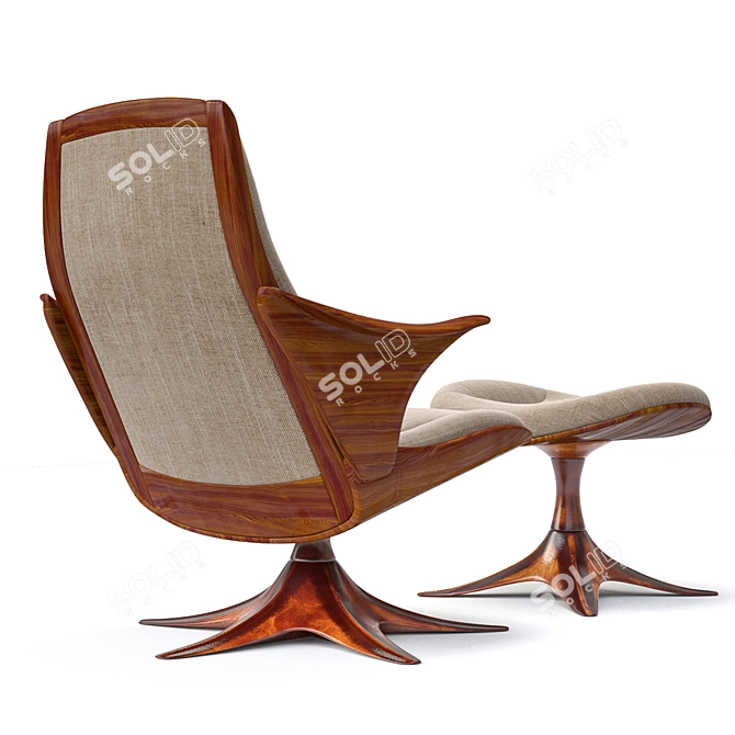 Elegant Kinesis Chair & Ottoman 3D model image 2