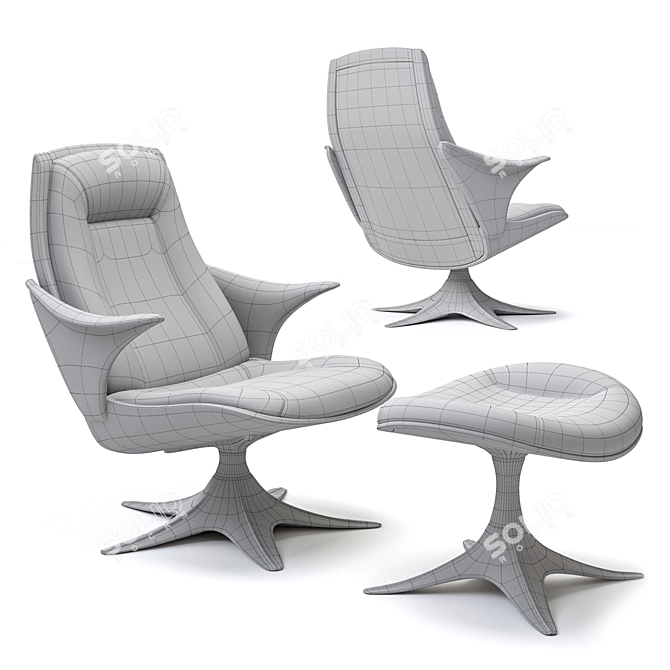 Elegant Kinesis Chair & Ottoman 3D model image 3