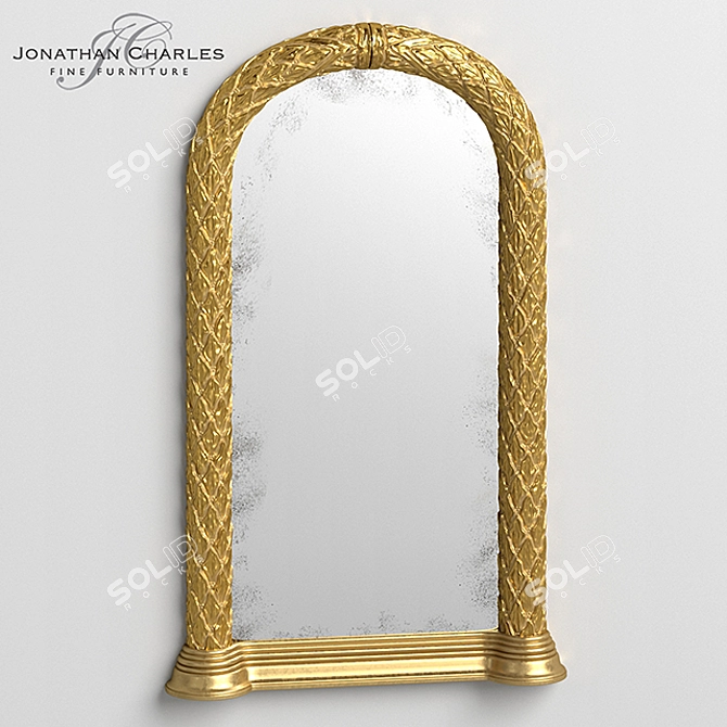 Handcarved Water Gilded Wall Mirror 3D model image 3