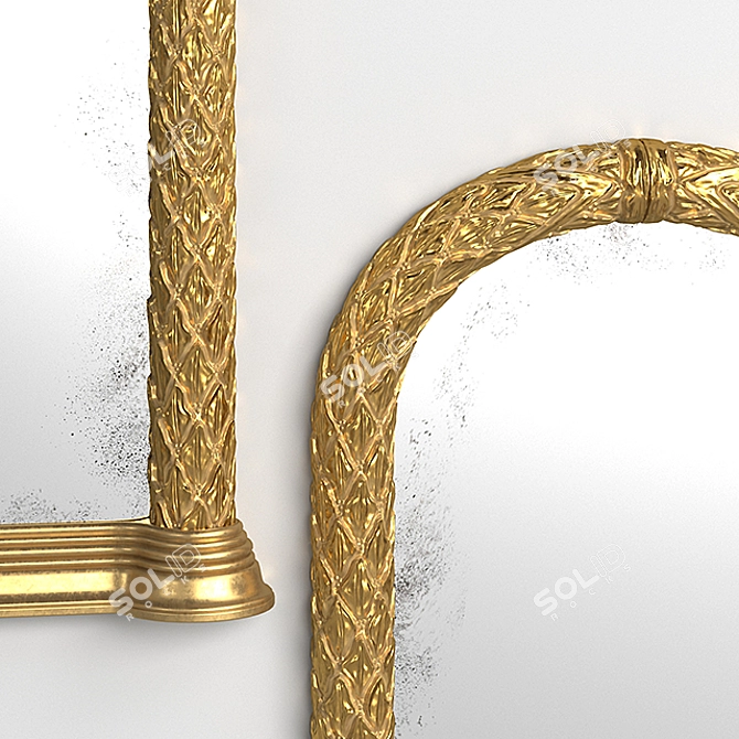 Handcarved Water Gilded Wall Mirror 3D model image 1