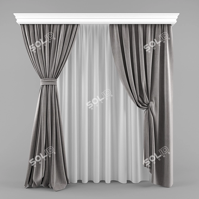 Title: Contemporary Window Drapes 3D model image 1