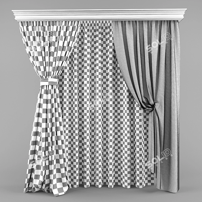 Title: Contemporary Window Drapes 3D model image 2