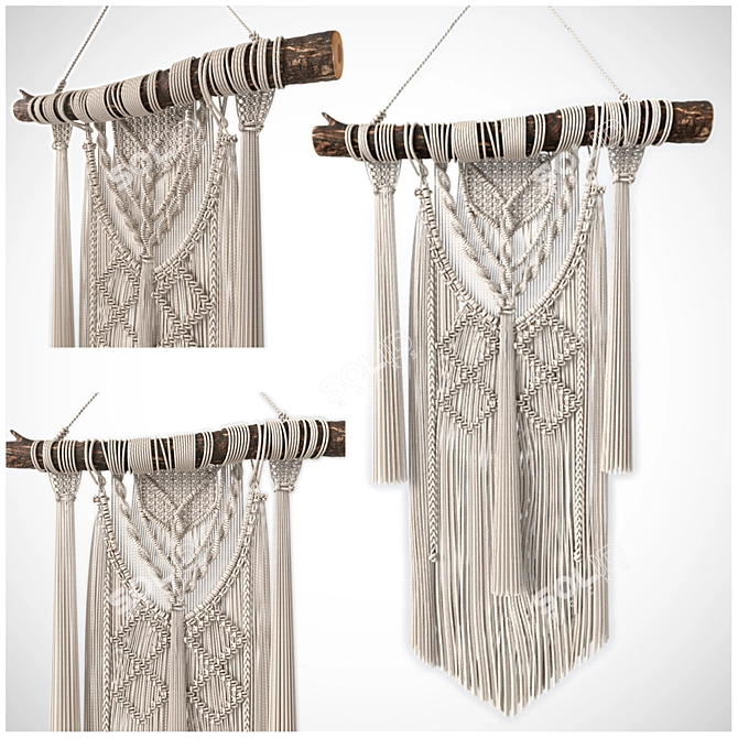 Boho Bliss Macrame Wall Hanging 3D model image 1