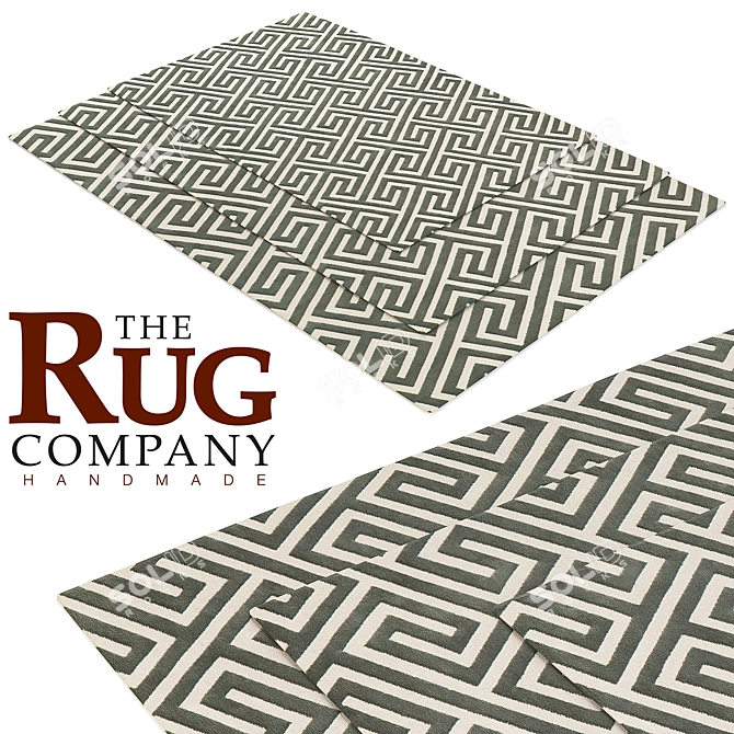 Sleek Slate Shag Rug Set 3D model image 1