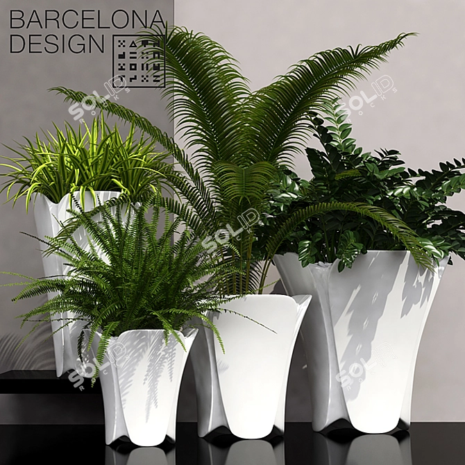 Barcelona Designer Flowerpots - Set 02 3D model image 1