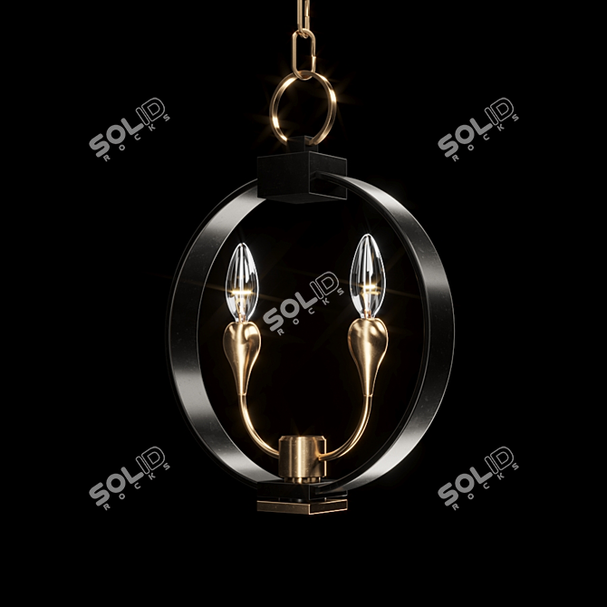 Elegant Dresden 2-Light Chandelier 3D model image 1