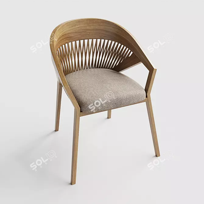 Modern Wood Chair 3D model image 1