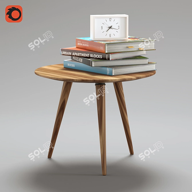 Spanish Walnut Coffee Table: Handmade Mid Century Design 3D model image 1