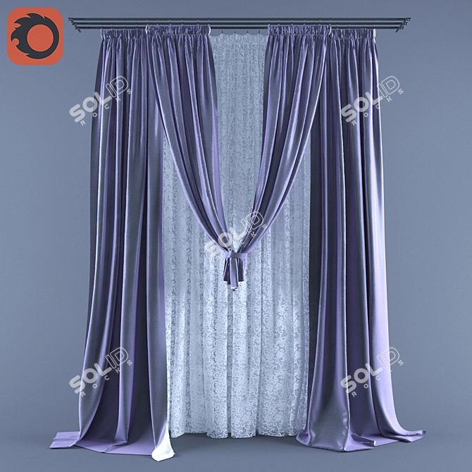 Classic Lace Curtains Bundle 3D model image 1