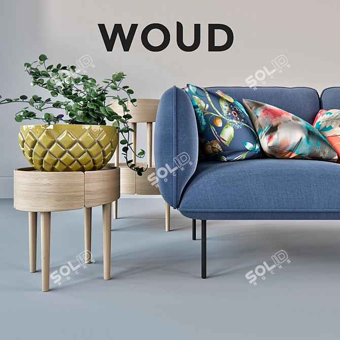 Nakki Furniture Set with Skirt Tables & Decor 3D model image 2