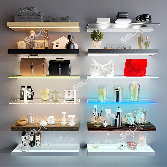 Title: Illuminated Decorative Shelves 3D model image 1